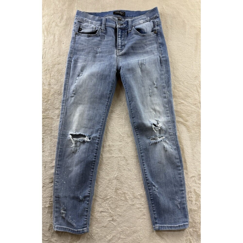 Judy Blue Jeans Women's 9/29 Blue Relaxed Fit Distressed Ripped Stretch JB8273MD